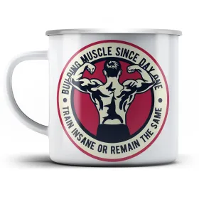 Plechový hrnek Building muscle