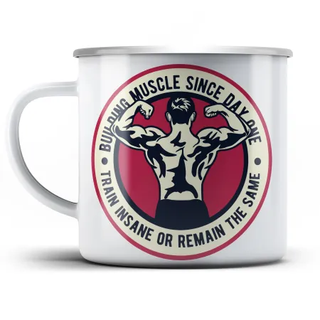 Plechový hrnek Building muscle