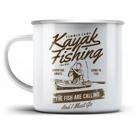 Plechový hrnek Kayak fishing