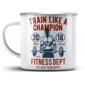 Plechový hrnek Train like a champion