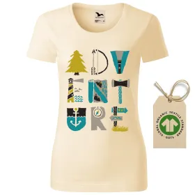 Dámské tričko Adventure typo - GOTS