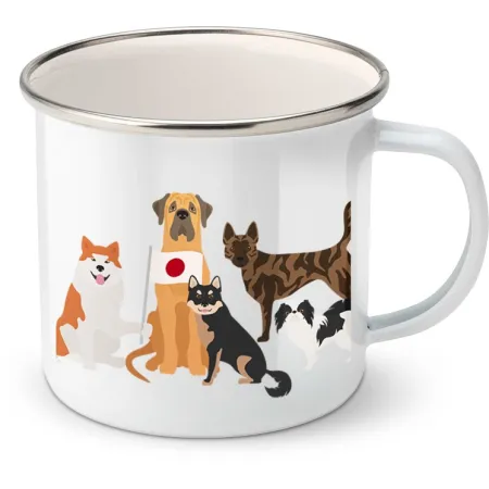 Plechový hrnek psí plemena - Japonsko