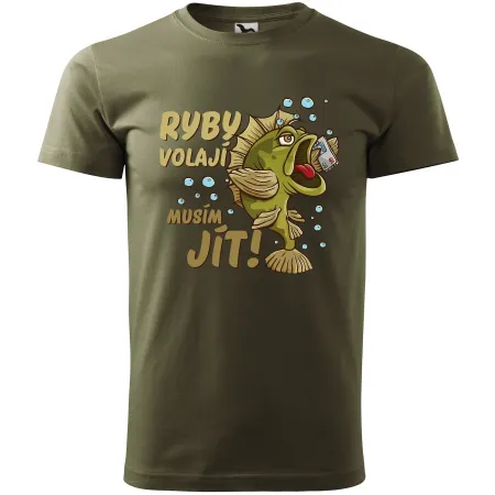 Pánské tričko pro rybáře Ryby volají, musím jít!