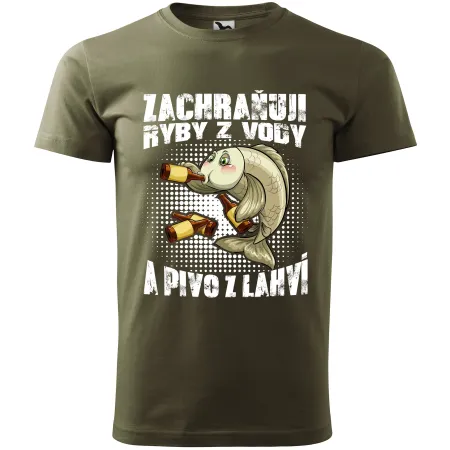 Pánské tričko pro rybáře Zachraňuji ryby z vody a pivo z lahví 2