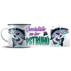 Plechový hrnek Specialista na lov pstruhů