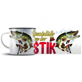 Plechový hrnek Specialista na lov štik