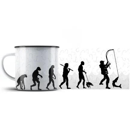 Plechový hrnek Evoluce rybáře