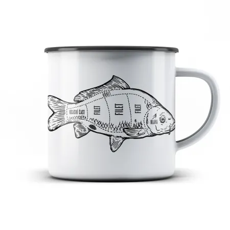 Plechový hrnek Porcování kapra