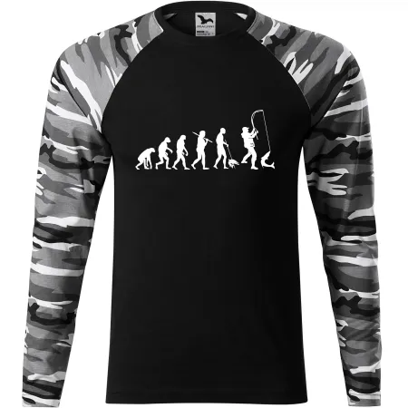 Pánské tričko pro rybáře Evoluce rybáře - dlouhý rukáv