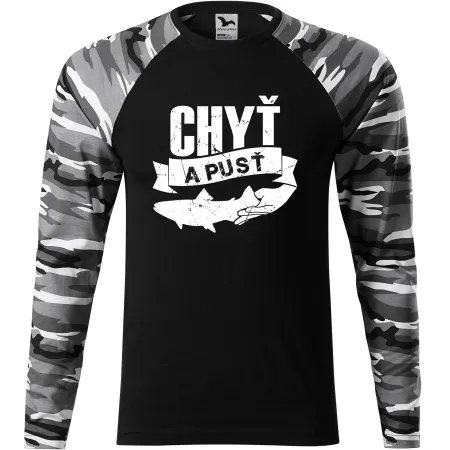 Pánské tričko pro rybáře Chyť a pusť - dlouhý rukáv