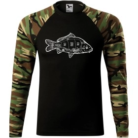 Pánské tričko pro rybáře Porcování kapra - dlouhý rukáv