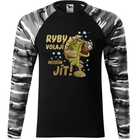 Pánské tričko pro rybáře Ryby volají, musím jít! - dlouhý rukáv