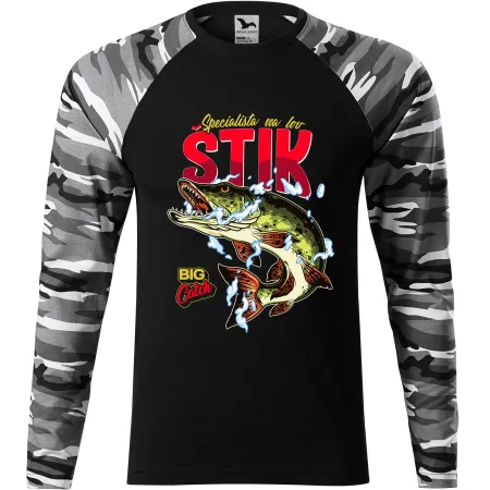 Pánské tričko pro rybáře Specialista na lov štik - dlouhý rukáv