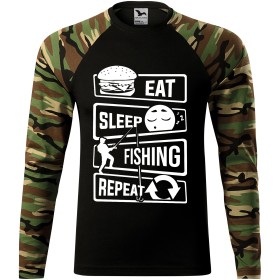 Pánské tričko pro rybáře Eat, sleep, fishing, repeat - dlouhý rukáv