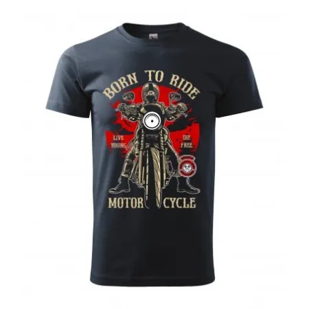 Pánské tričko Born to ride - vel.S - Modrá