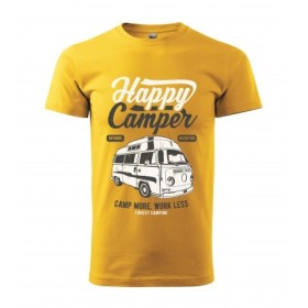 Pánské tričko Happy Camper - vel.M - Žlutá