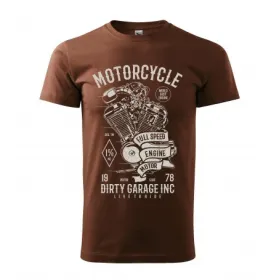 Pánské tričko Motorcycle Engine - vel.M - Hnědá