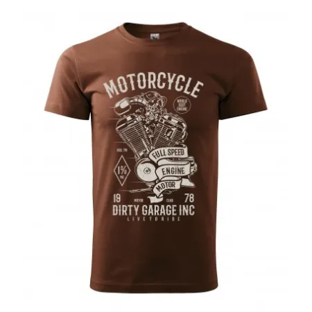 Pánské tričko Motorcycle Engine - vel.M - Hnědá
