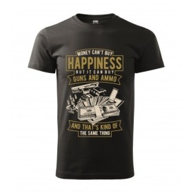 Pánské tričko Money Cant Buy Happiness - vel.L - Černá