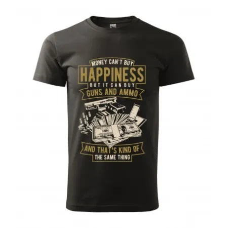 Pánské tričko Money Cant Buy Happiness - vel.L - Černá