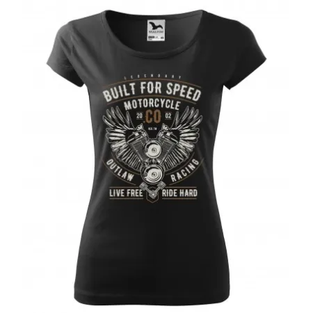 Dámské tričko Built ofr speed motorcycle - vel.XS - Černá