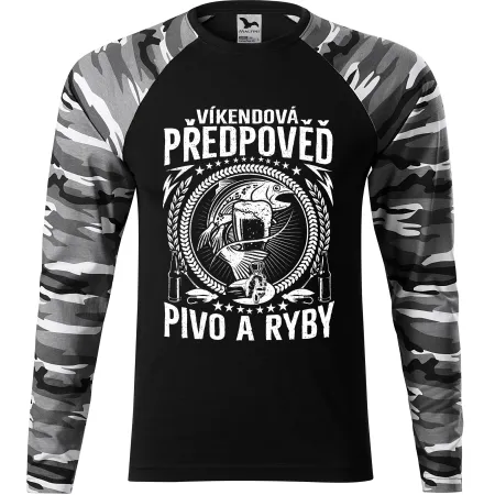 Pánské tričko pro rybáře Víkendová předpověď - dlouhý rukáv