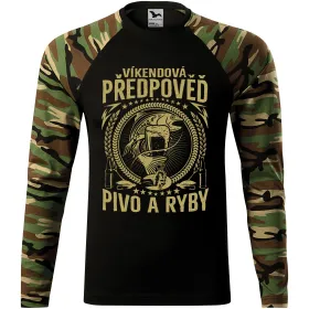 Pánské tričko pro rybáře Víkendová předpověď - dlouhý rukáv