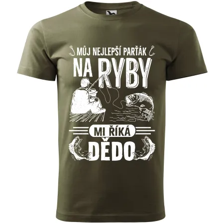 Pánské tričko pro rybáře Můj nejlepší parťák na ryby mi říká dědo