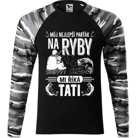 Pánské tričko pro rybáře Můj nejlepší parťák na ryby mi říká tati - dlouhý rukáv