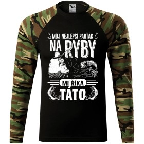 Pánské tričko pro rybáře Můj nejlepší parťák na ryby mi říká táto - dlouhý rukáv