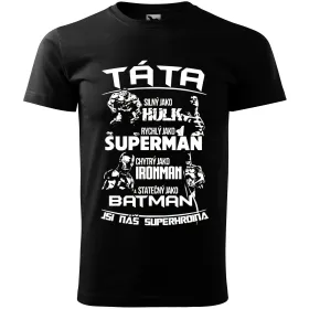 Pánské tričko táta superhrdina B&W