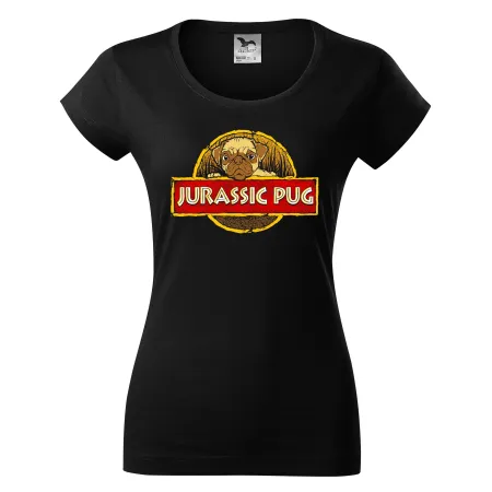 Dámské tričko s Mopsem jurasic pug