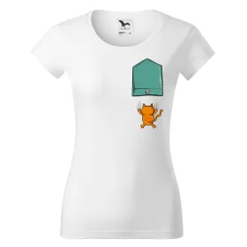 Dámské tričko s kapsičkou Falling cat