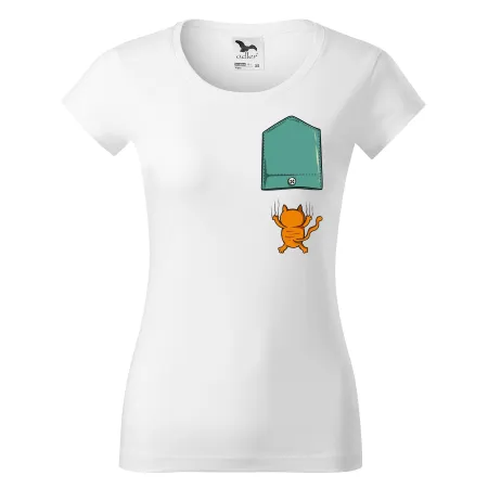 Dámské tričko s kapsičkou Falling cat
