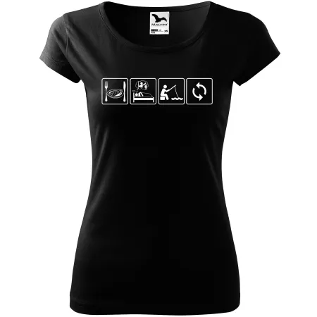 Dámské tričko pro rybářky Jít, Spát, Rybařit