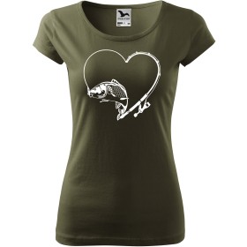 Dámské tričko pro rybářky Kapr v srdci