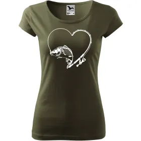 Dámské tričko pro rybářky Kapr v srdci