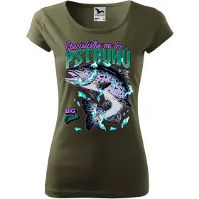 Dámské tričko pro rybářky Specialistka na lov pstruhů