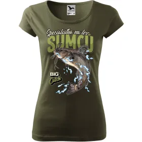 Dámské tričko pro rybářky Specialistka na lov sumců