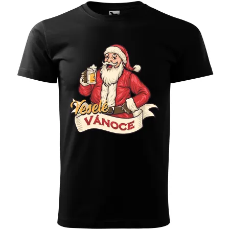 Pánské tričko Santa s pivem - Veselé Vánoce