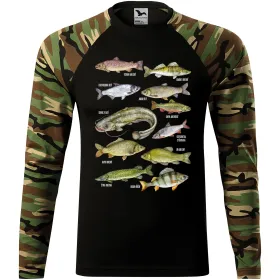 Pánské tričko pro rybáře Ryby v Českých vodách barevné - dlouhý rukáv