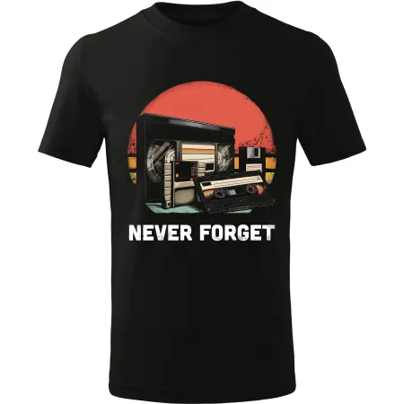 Pánské tričko Never forget (VHS, MC a Floppy disc)