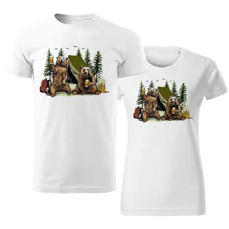 Trička pro páry Medvědí kempování – Stan
