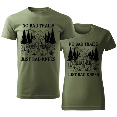 Trička pro páry No Bad Trails, Just Bad Knees – Dobrodružství bez výmluv