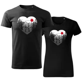 Trička pro páry Srdce hor – Láska v rytmu přírody