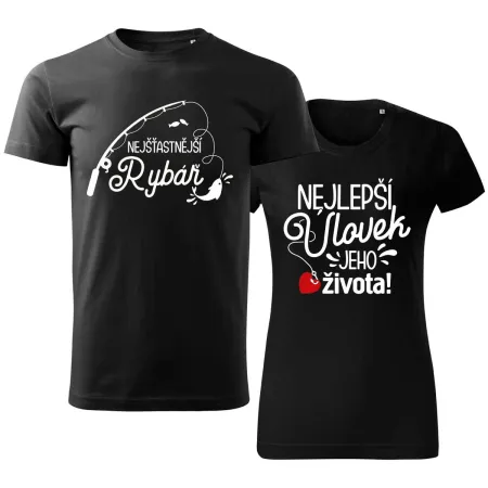 Trička pro páry Nejšťastnější rybář a jeho úlovek – Láska na háčku