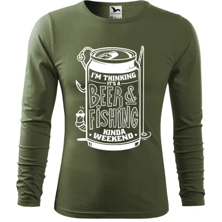 Pánské tričko pro rybáře s dlouhým rukávem – Beer & Fishing