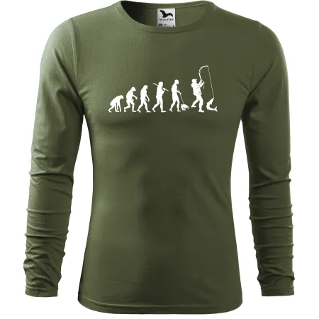 Pánské tričko pro rybáře s dlouhým rukávem – Evoluce rybáře