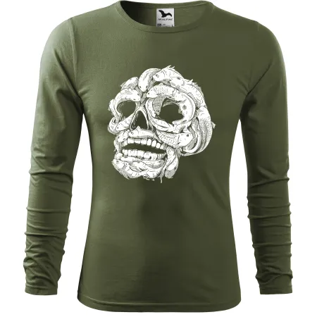 Pánské tričko pro rybáře s dlouhým rukávem – Fishing Skull