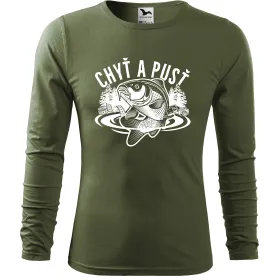 Pánské tričko pro rybáře s dlouhým rukávem – Chyť a pusť - Kapr